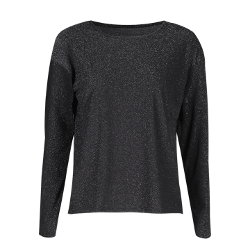 Liberté - Nuno Ls Boxy Blouse - Black Glitter